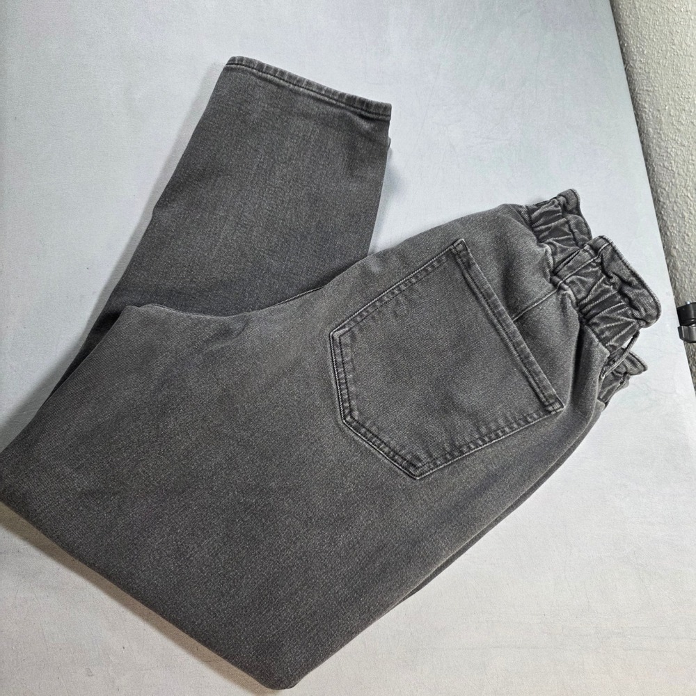 Express‎ Super High Rise Mom Jeans Washed Black Paperbag Waist Size 12